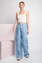 Chambray Mineral Washed Cargo Straight Leg Pants