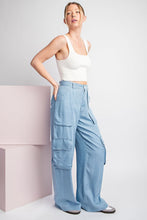 Chambray Mineral Washed Cargo Straight Leg Pants