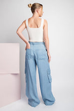 Chambray Mineral Washed Cargo Straight Leg Pants