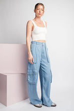 Chambray Mineral Washed Cargo Straight Leg Pants