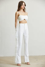 White Feather Trim Top And Pant Set