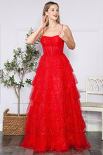 Red Bustier Top A Line Sparkle Dress