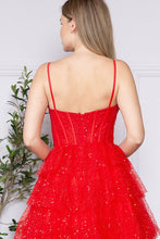 Red Bustier Top A Line Sparkle Dress