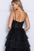 Black Bustier Top A Line Sparkle Dress