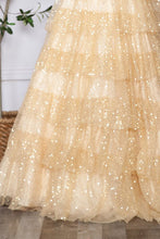 Champagne Bustier Top A Line Sparkle Dress