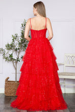 Red Bustier Top A Line Sparkle Dress