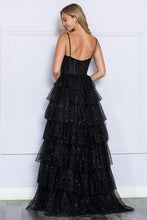 Black Bustier Top A Line Sparkle Dress