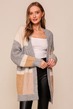 Beige/Grey Color Block Cardigan