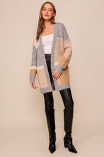 Beige/Grey Color Block Cardigan