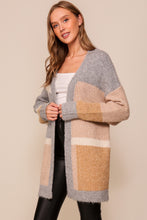 Beige/Grey Color Block Cardigan