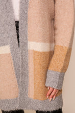 Beige/Grey Color Block Cardigan