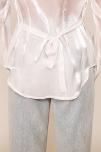 White Organza Button Down Shirt