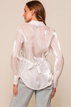 White Organza Button Down Shirt