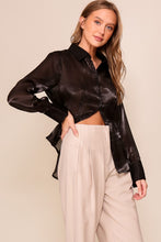 Black Organza Button Down Shirt