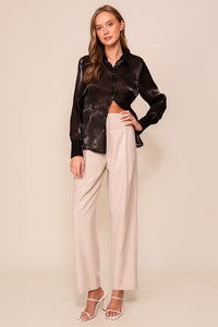 Black Organza Button Down Shirt