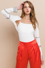 Off White Party Rhinestones Sleeves Detail Crop Bolero Top