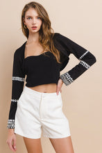 Black Party Rhinestones Sleeves Detail Crop Bolero Top