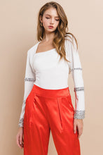 Off White Party Rhinestones Sleeves Detail Crop Bolero Top