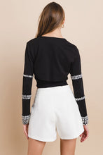 Black Party Rhinestones Sleeves Detail Crop Bolero Top