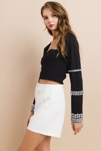 Black Party Rhinestones Sleeves Detail Crop Bolero Top