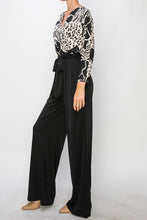 Black Venechia Wrap Jumpsuit With 3/4 Sleeves