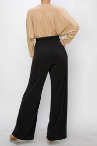 Champagne Gliler Wrap Jumpsuit With 3/4 Sleeves