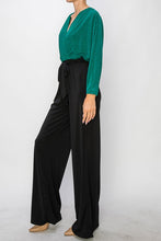 Green Gliler Wrap Jumpsuit With 3/4 Sleeves