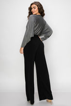 Silver Gliler Wrap Jumpsuit With 3/4 Sleeves