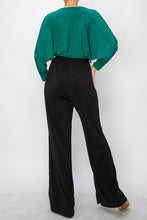 Green Gliler Wrap Jumpsuit With 3/4 Sleeves