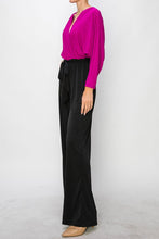 Fushcia Gliler Wrap Jumpsuit With 3/4 Sleeves