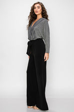 Silver Gliler Wrap Jumpsuit With 3/4 Sleeves