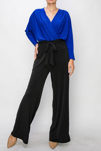 Royal Gliler Wrap Jumpsuit With 3/4 Sleeves