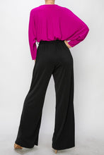Fushcia Gliler Wrap Jumpsuit With 3/4 Sleeves