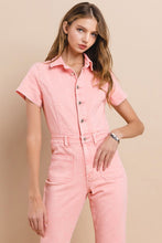 Rose Petite Acid Washed Denim Flared Jumpsuit