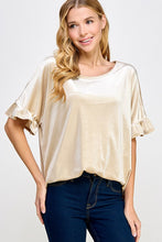 Champagne Ruffled Sleeve Top
