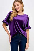 Plum Ruffled Sleeve Top