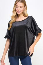 Black Ruffled Sleeve Top