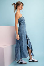 Denim Mineral Washed Frayed Denim Dress