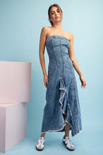 Denim Mineral Washed Frayed Denim Dress