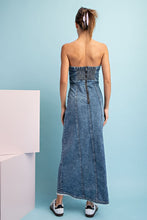 Denim Mineral Washed Frayed Denim Dress