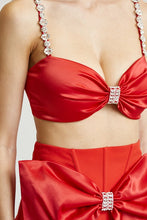 Red Bow Trim Detail Skirt Set