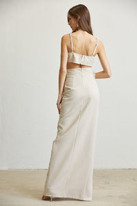 Champagne Bow Trim Corset Skirt Set