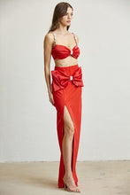 Red Bow Trim Detail Skirt Set