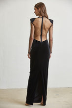 Black Rhinestone Jeweled Mesh Velvet Dress