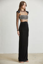 Black Rhinestone Jeweled Mesh Velvet Dress