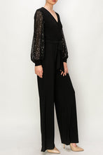 Black Solid Ity Jumpsuit With Long Sequeance Sleeves & Cuff