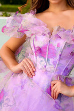 Lilac Sleeveless Ruffled Top A Line Floral Print Dress