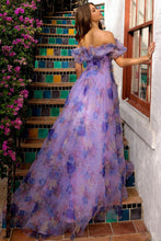 Purple Sleeveless Ruffled Top A Line Floral Print Dress