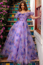 Purple Sleeveless Ruffled Top A Line Floral Print Dress