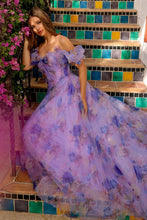 Purple Sleeveless Ruffled Top A Line Floral Print Dress